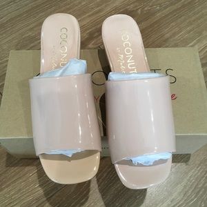 Coconuts by Matisse nude patent leather mules